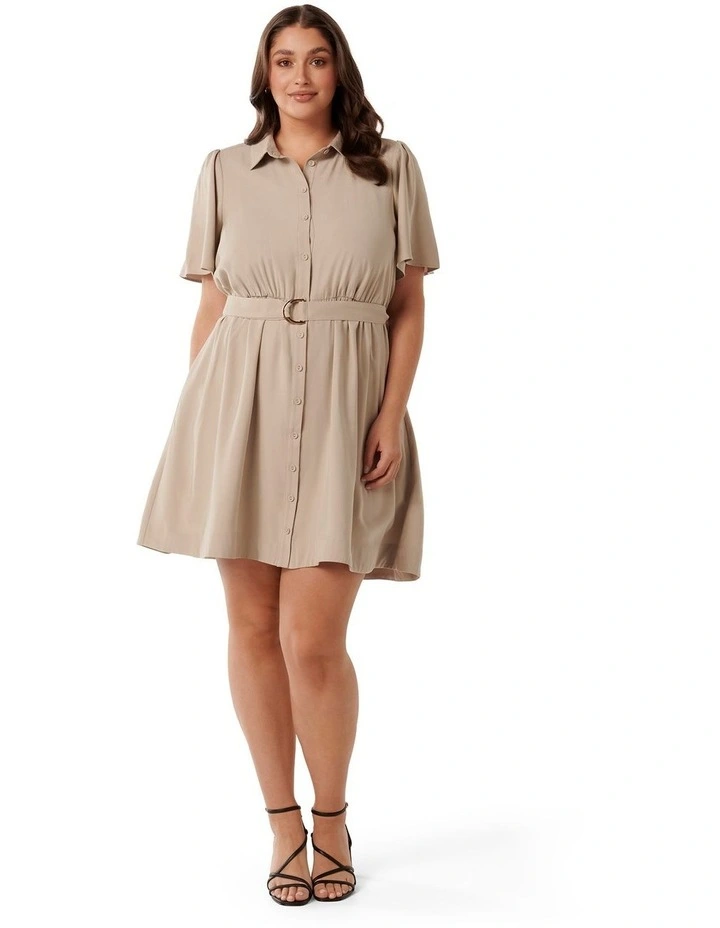 Tahlia Belted Waist Mini Dress in Brown image 5