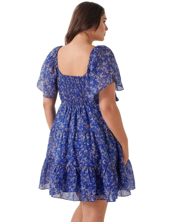 Alek Ruffle Trim Mini Dress in Blue image 2