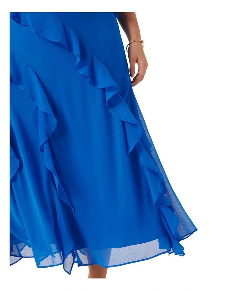 Poppy Asymmetrical Ruffle Gown in Blue image 4