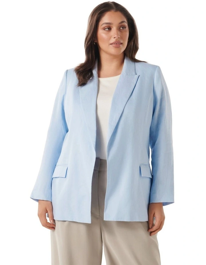 Lacey Linen Blazer in Blue image 1