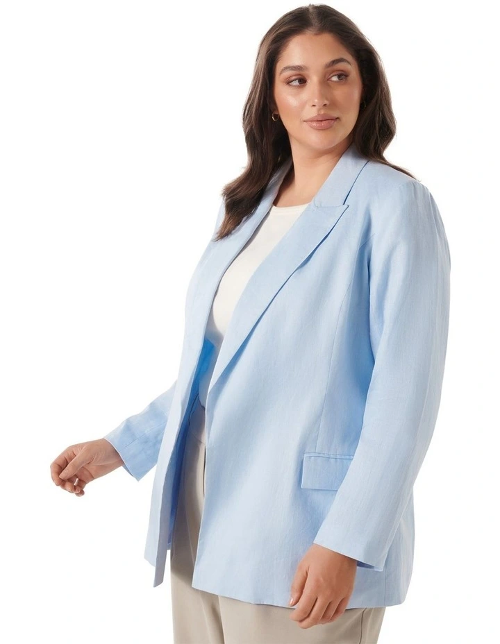 Lacey Linen Blazer in Blue image 3