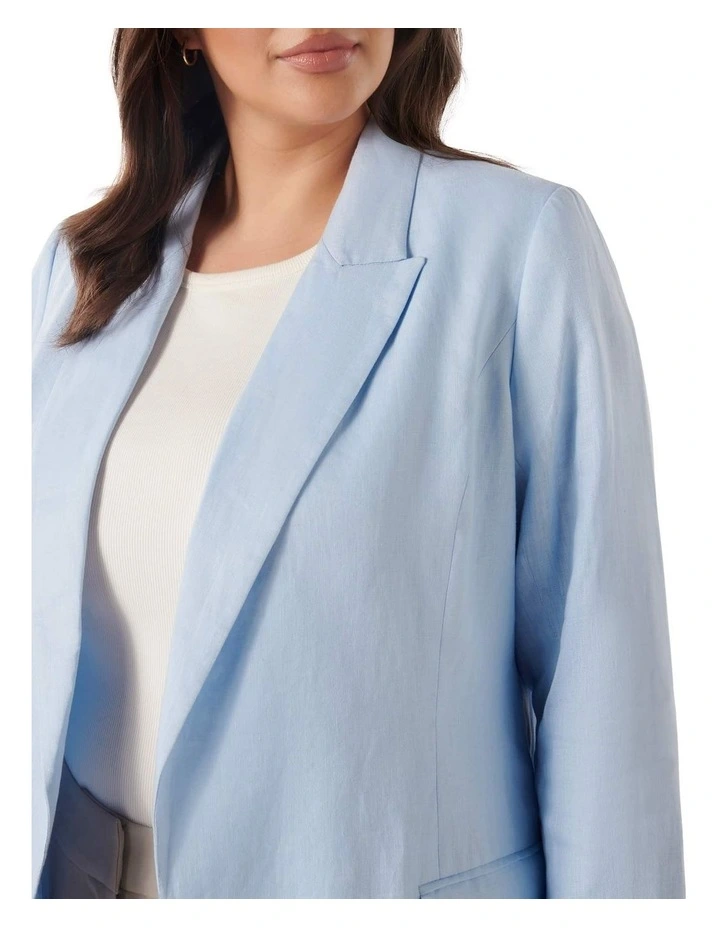 Lacey Linen Blazer in Blue image 4