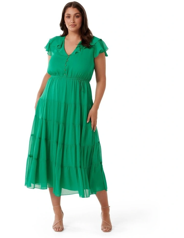 slim fit dress slacks Green Ruched Naomi Midi Dress main image 1