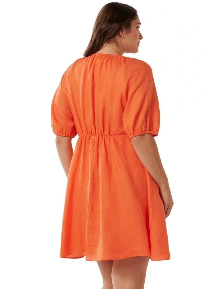 Darcie Ruched Bodice Mini Dress in Orange image 2