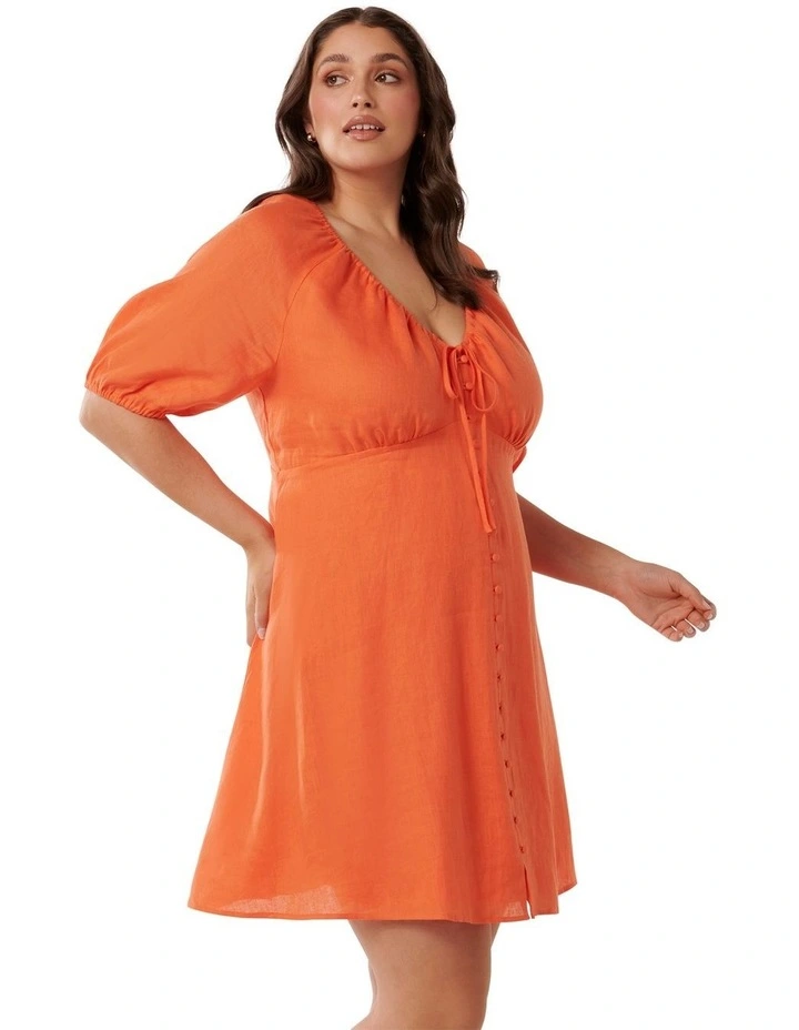 Darcie Ruched Bodice Mini Dress in Orange image 3