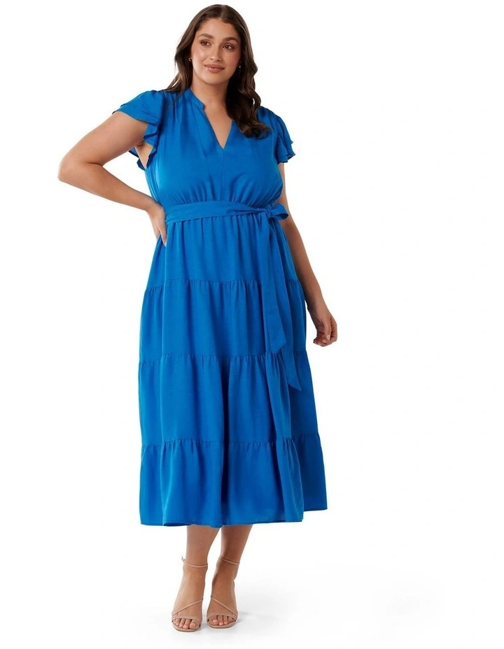 Ramona Tiered Shirt Midi Dress in Blue image 1
