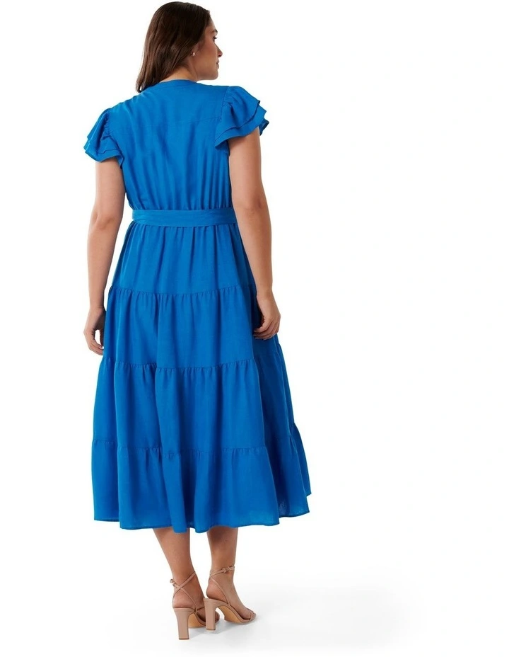 Ramona Tiered Shirt Midi Dress in Blue image 2