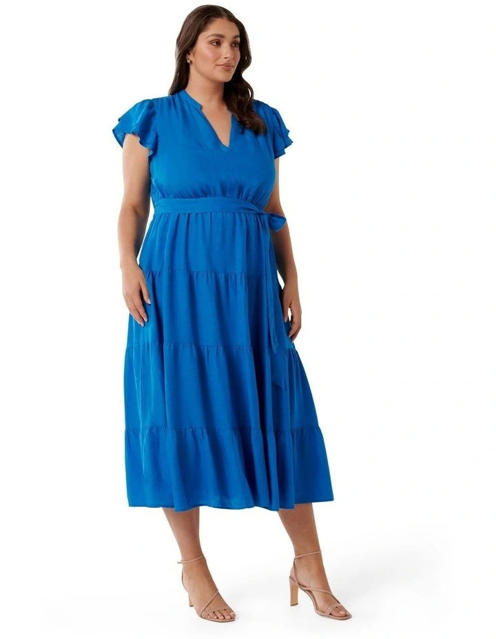 Ramona Tiered Shirt Midi Dress in Blue image 3