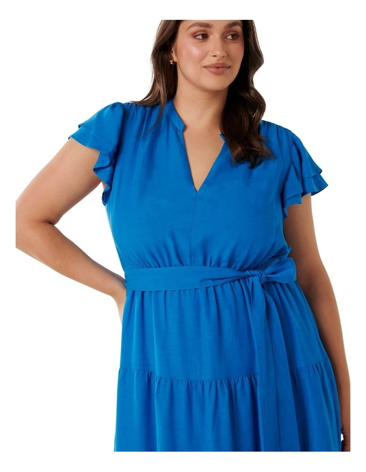 Ramona Tiered Shirt Midi Dress in Blue image 4