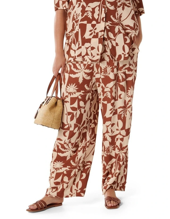 FLORA PANTS-BROWN