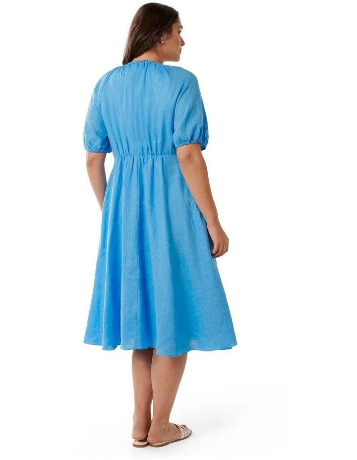Lane Gathered Bust Midi Dress in Blue image 2