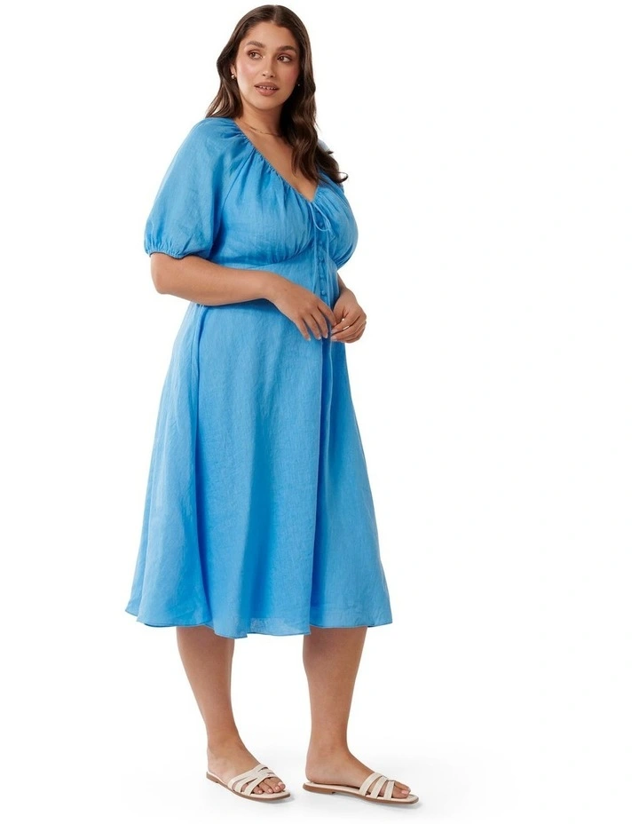Lane Gathered Bust Midi Dress in Blue image 3