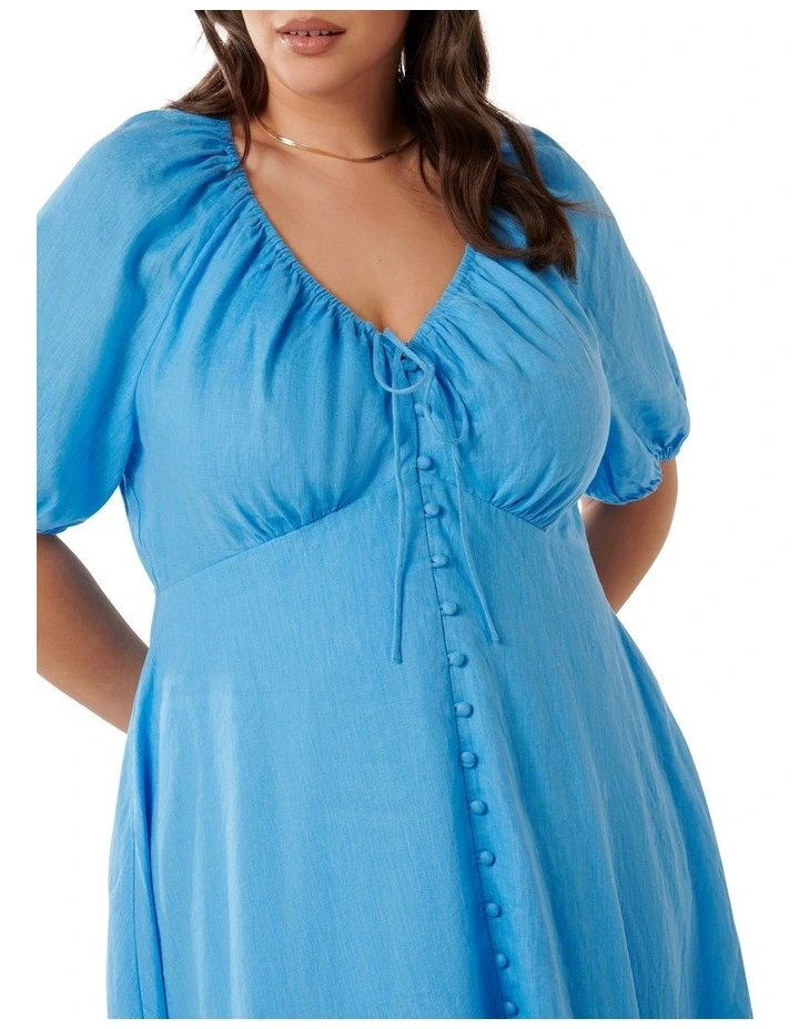 Lane Gathered Bust Midi Dress in Blue image 4