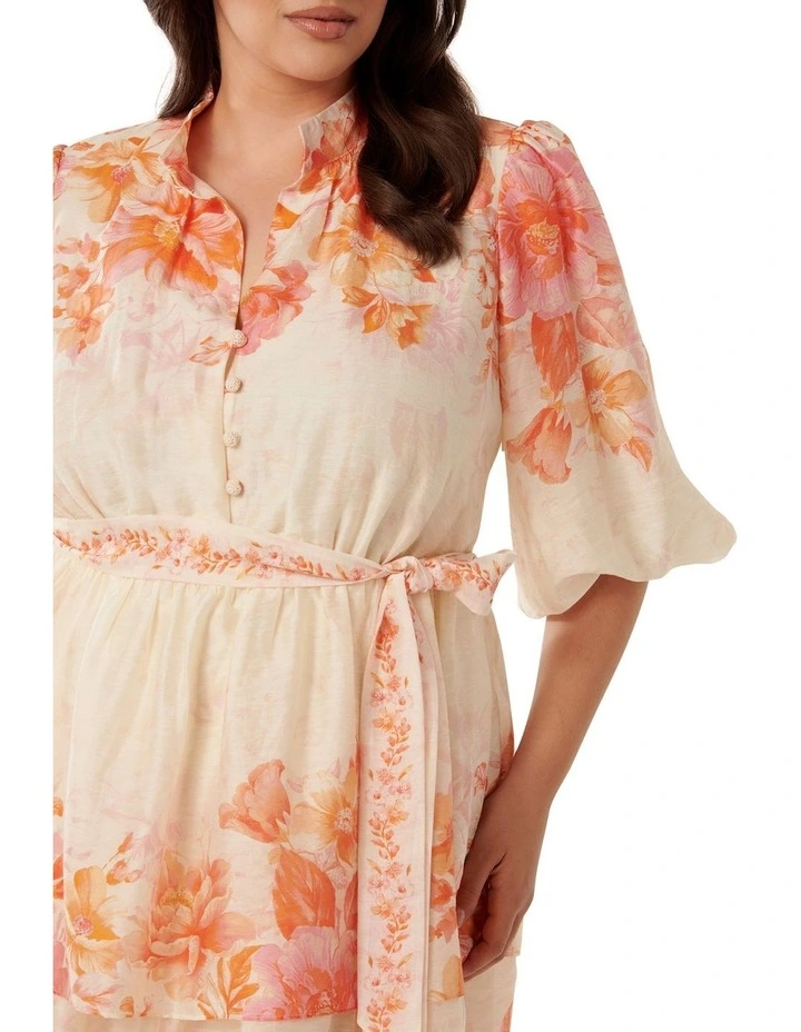 Isla Printed Tiered Mini Dress in Orange image 4