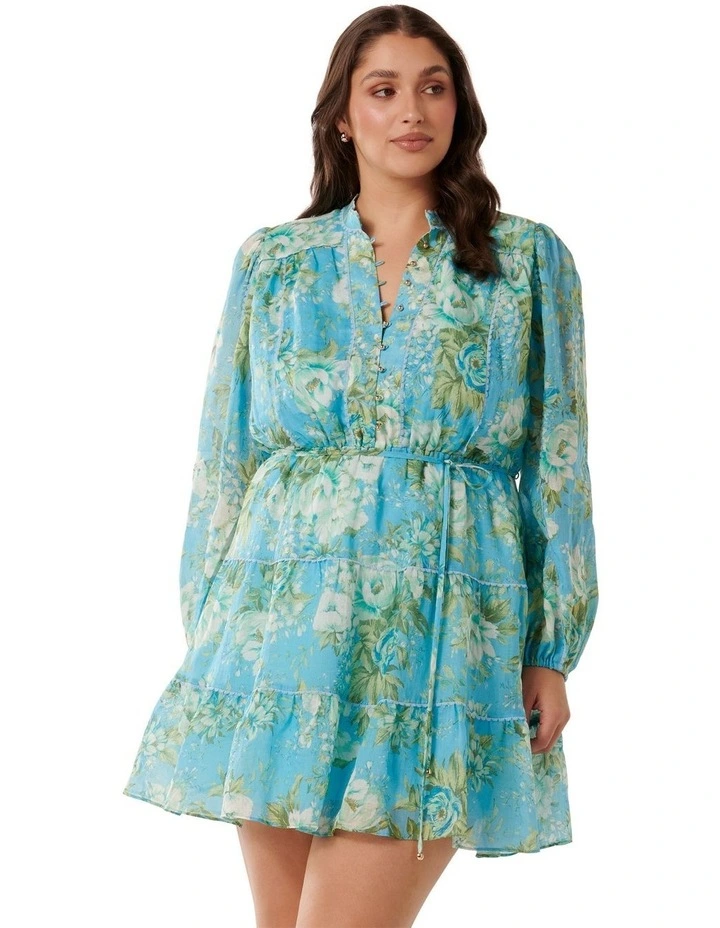 Fleur Skater Mini Dress in Blue image 1