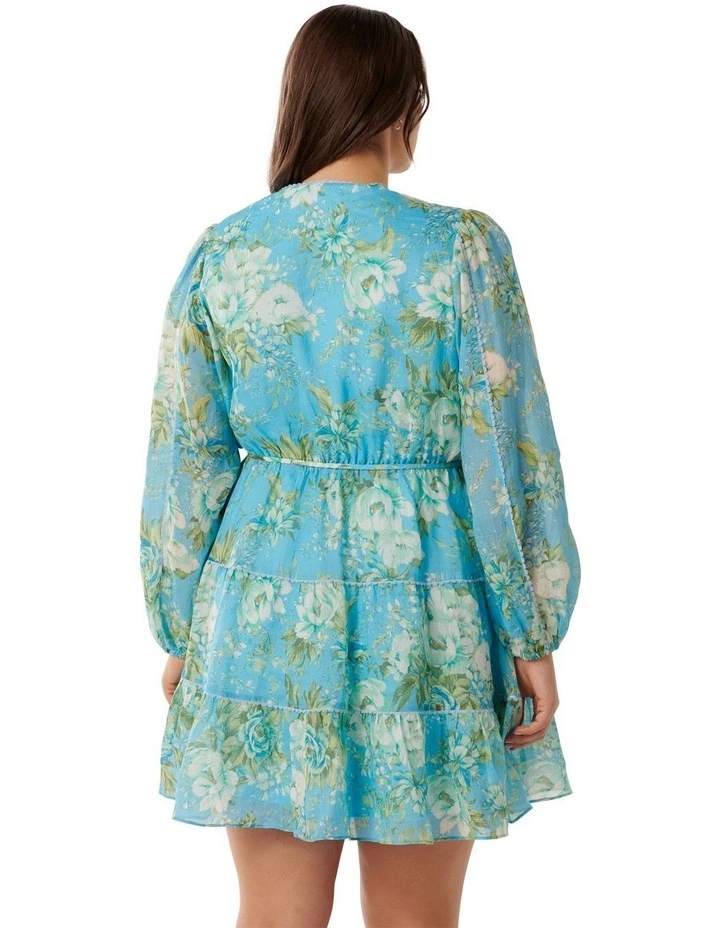 Fleur Skater Mini Dress in Blue image 2