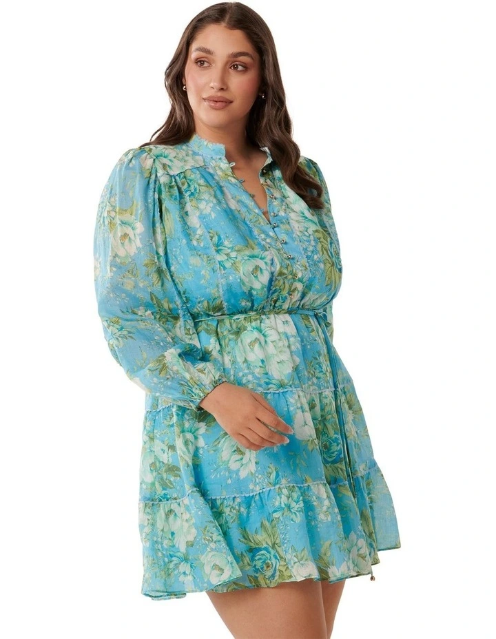 Fleur Skater Mini Dress in Blue image 3