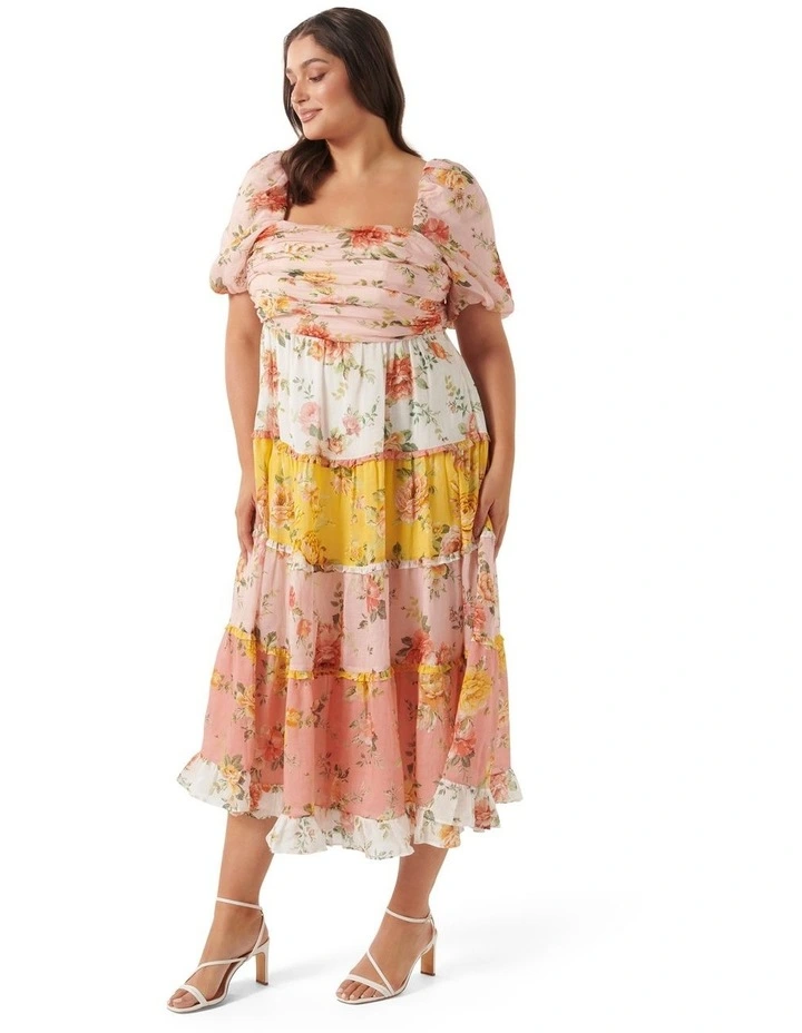 Forever New Curve Sydney Tiered Midi Dress in Multi | MYER