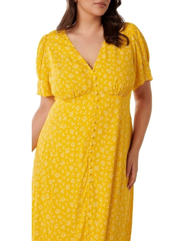 Saffron Printed Midi Dress in Yellow image 4