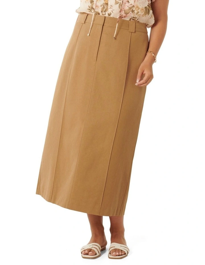 Pippa Pintuck Maxi Skirt in Brown image 1