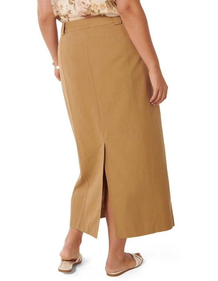 Pippa Pintuck Maxi Skirt in Brown image 2