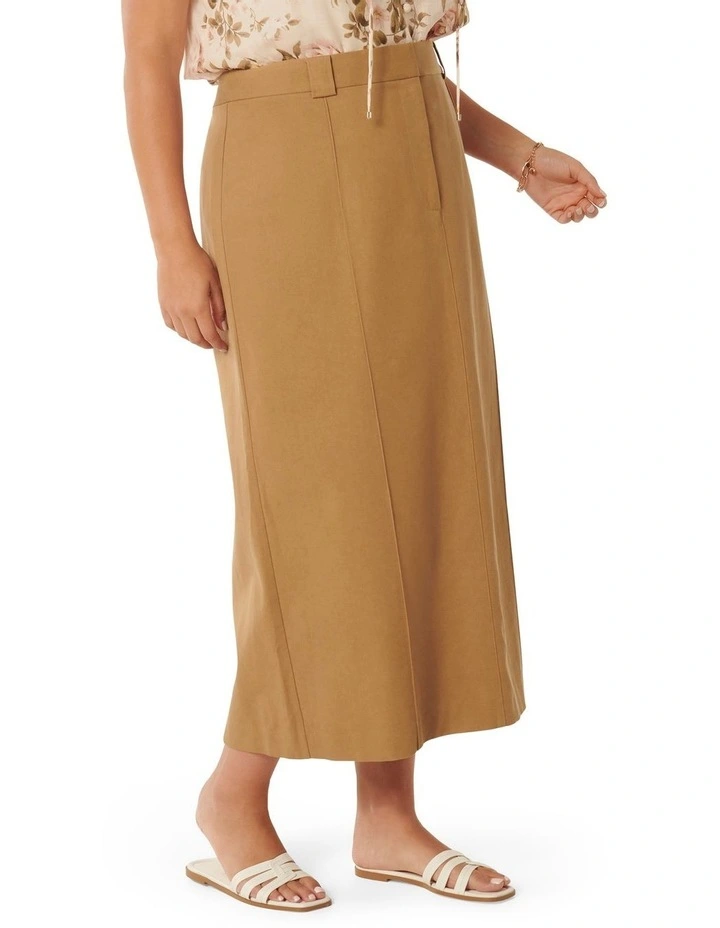 Pippa Pintuck Maxi Skirt in Brown image 3