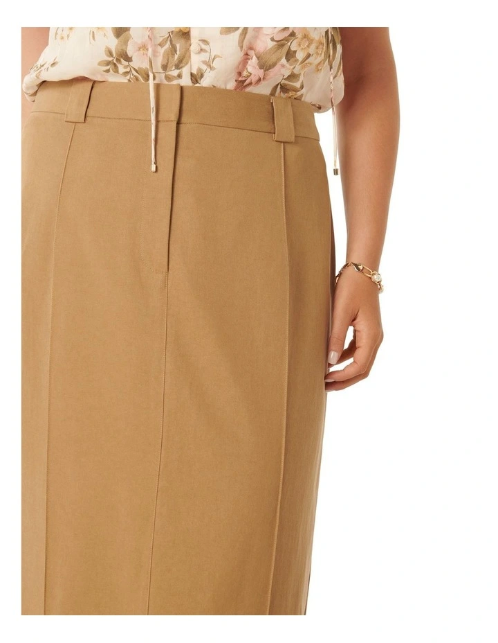Pippa Pintuck Maxi Skirt in Brown image 4