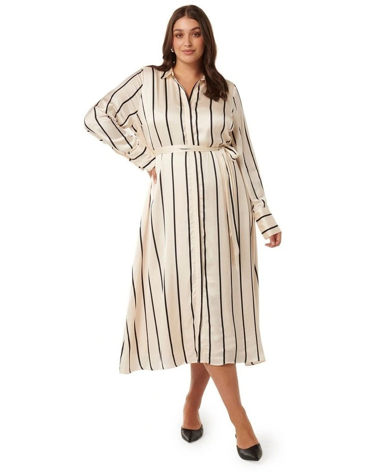 Janine Midi Shirt Dress in Cream Multi image 1