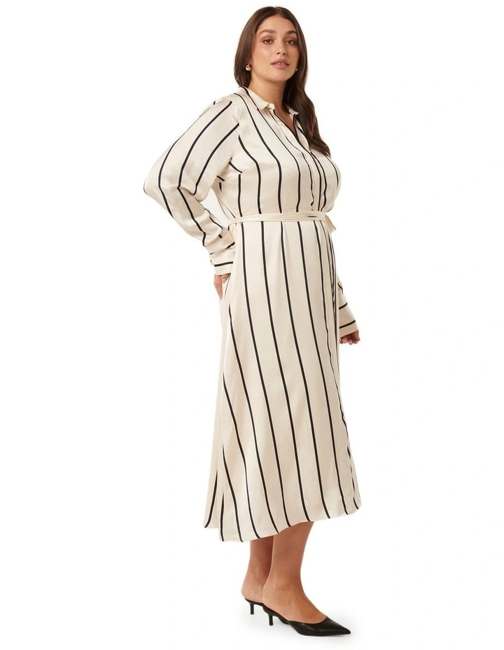 Janine Midi Shirt Dress in Cream Multi image 3