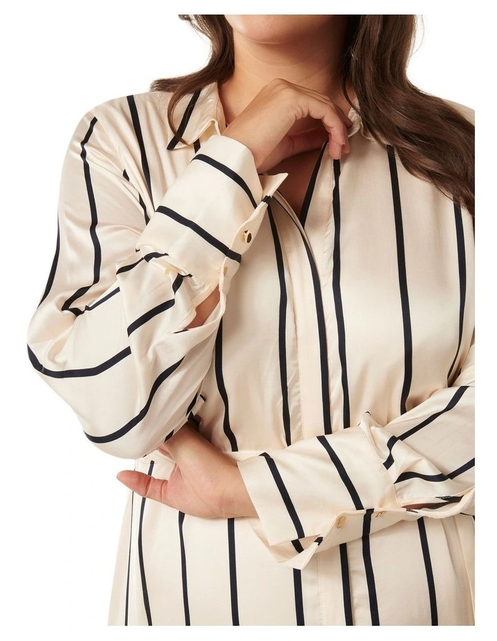 Janine Midi Shirt Dress in Cream Multi image 4