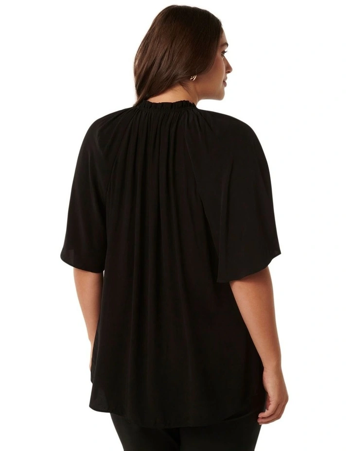 Harlow Ruffle Neck Tee in Black image 2