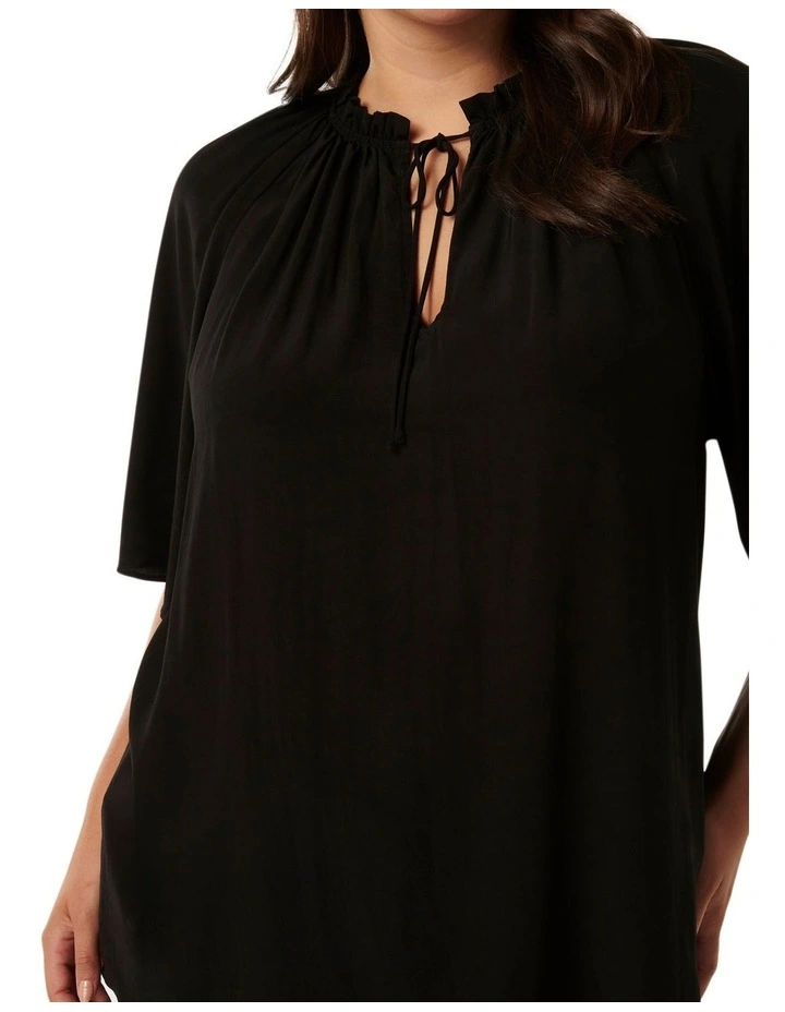 Harlow Ruffle Neck Tee in Black image 4