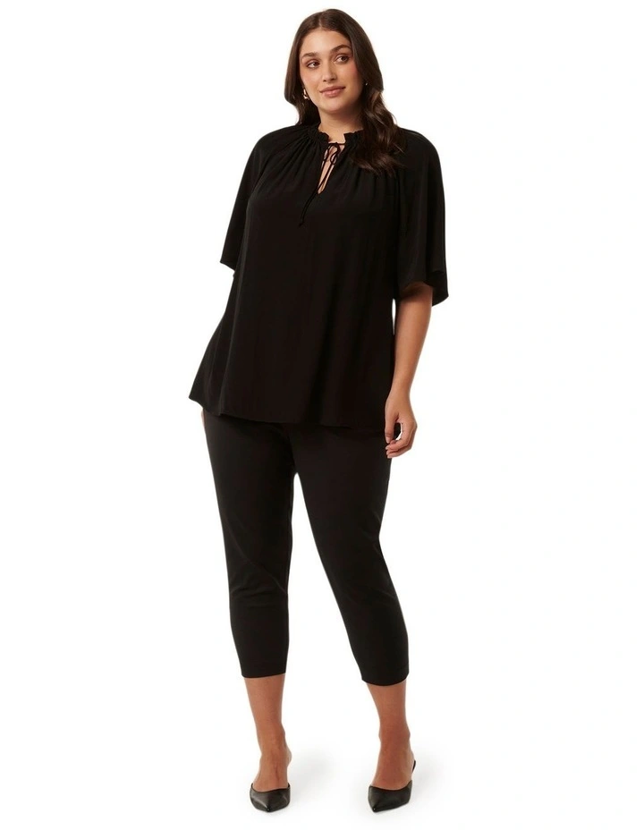 Harlow Ruffle Neck Tee in Black image 5