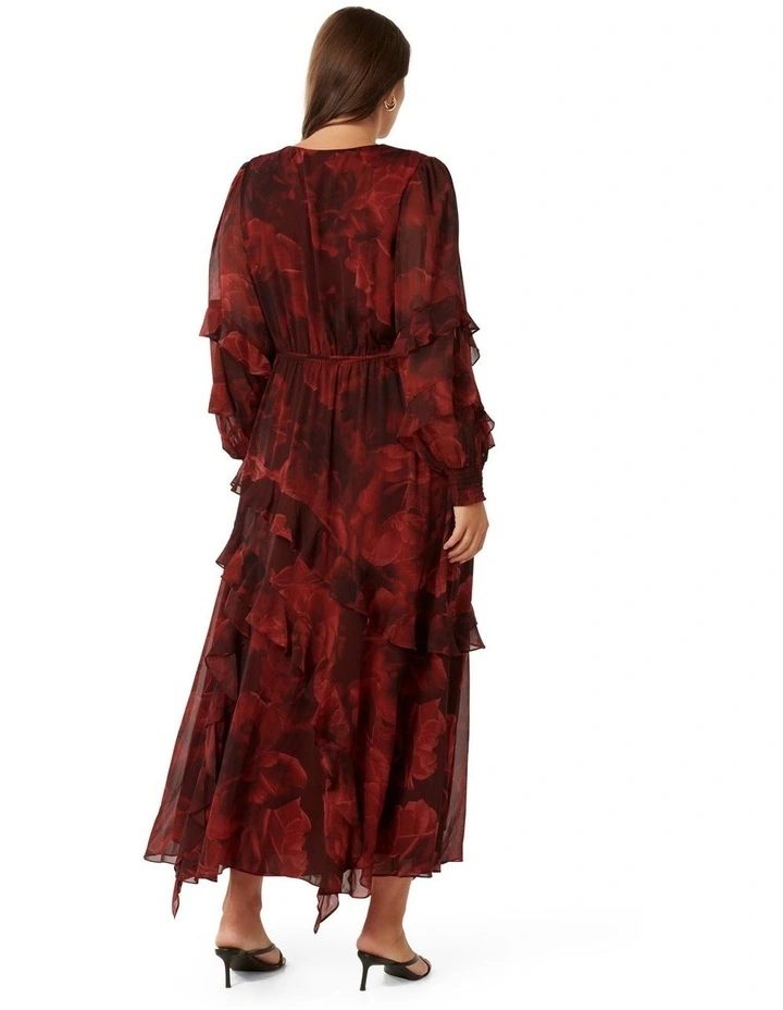 Zoe Ruffle Maxi Dress in Red image 2