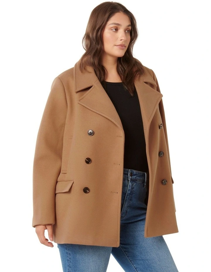 Maisie Pea Coat in Camel image 3