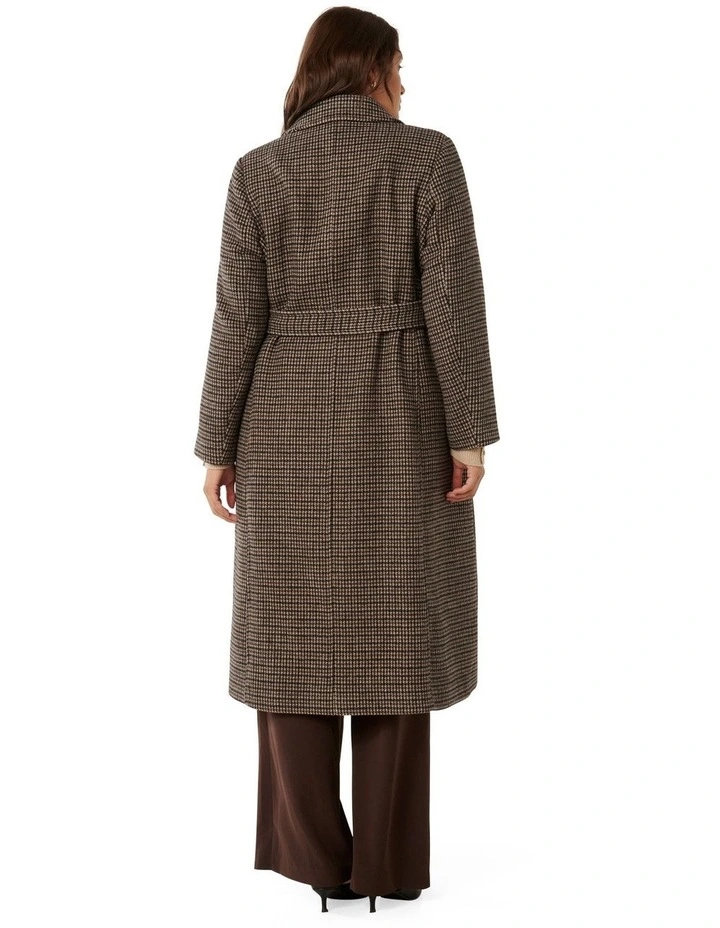 Oscar Curve Check Coat in Brown image 3