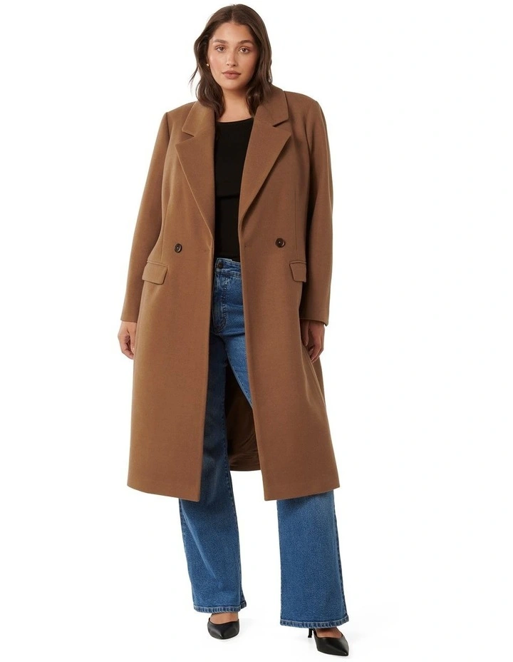 Claudia Double-Breasted Coat in Camel image 1