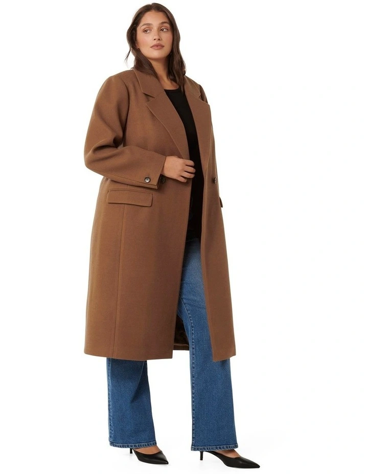 Claudia Double-Breasted Coat in Camel image 3