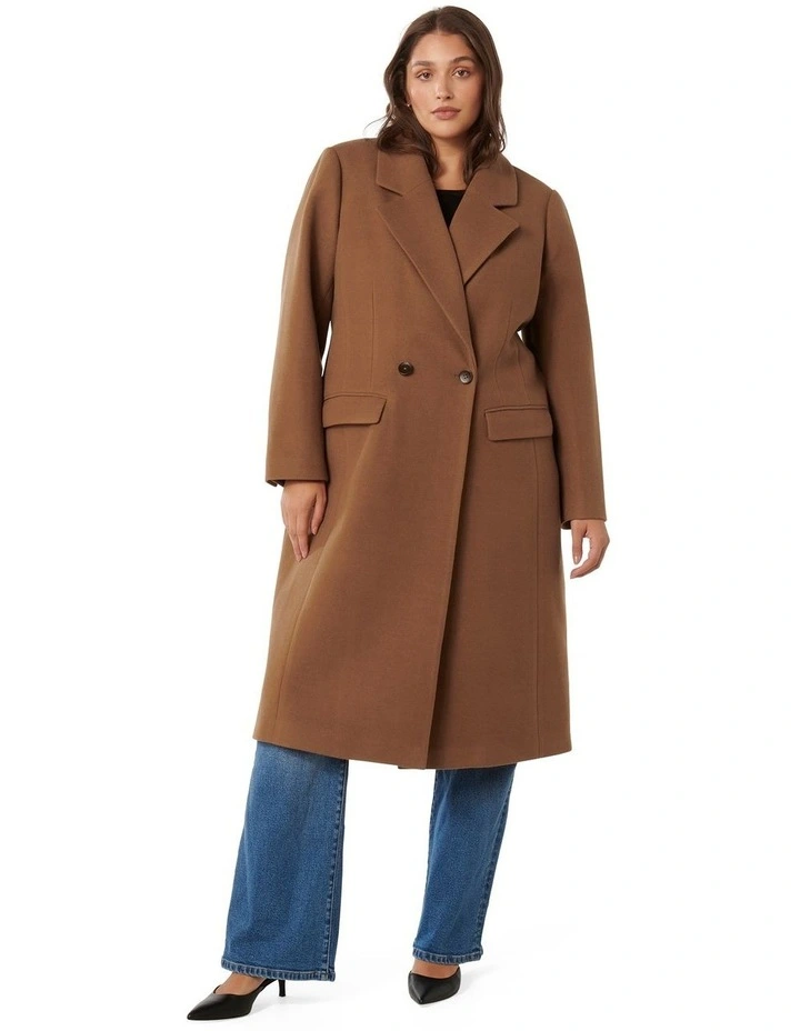 Claudia Double-Breasted Coat in Camel image 5