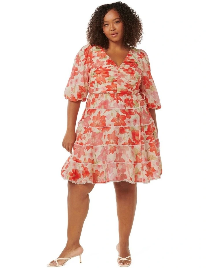 Cindy Tiered Skater Dress in Red image 5