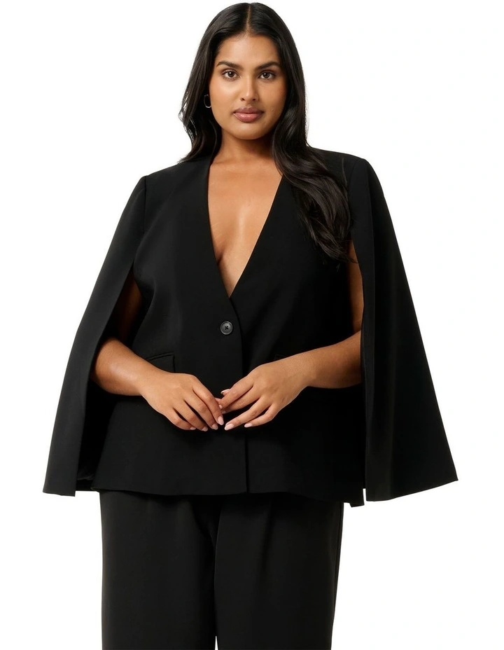 Jane Cape Blazer in Black image 1