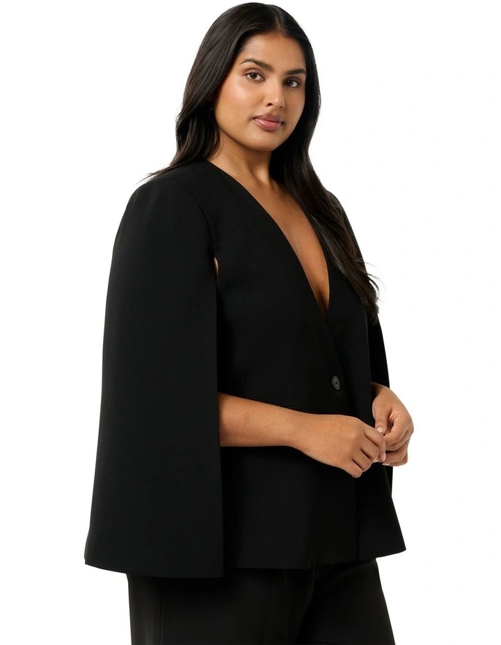 Jane Cape Blazer in Black image 3
