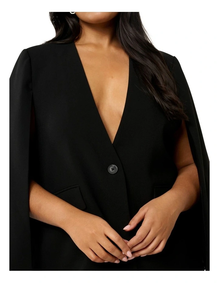Jane Cape Blazer in Black image 4