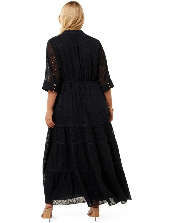 Rachel Embroidered Maxi Dress in Navy image 2