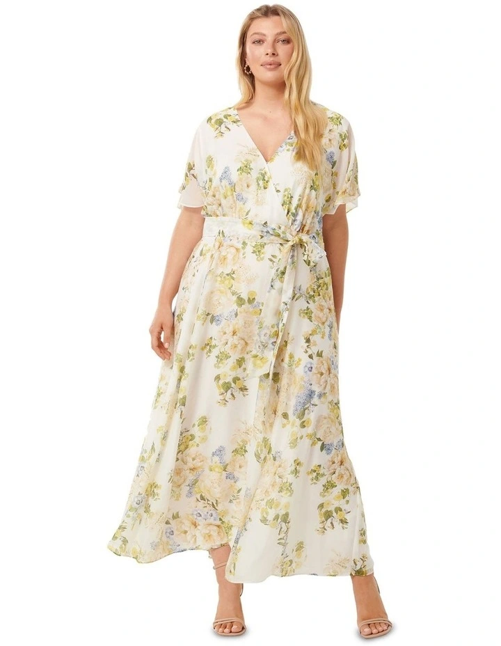 Melaina Wrap Midi Dress in Multi image 1