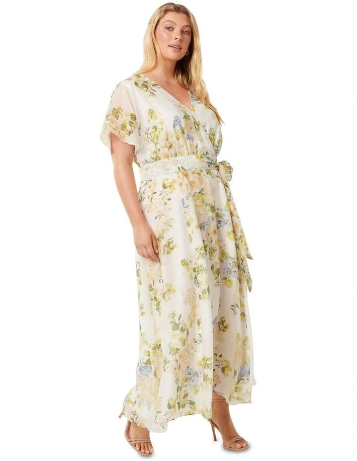 Melaina Wrap Midi Dress in Multi image 3