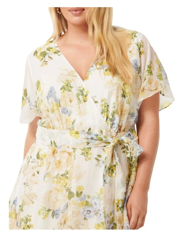 Melaina Wrap Midi Dress in Multi image 4