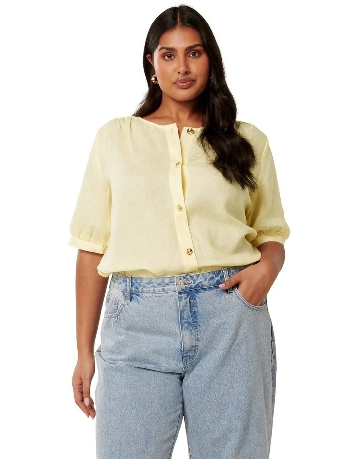 Riley Button Front Top in Yellow image 1
