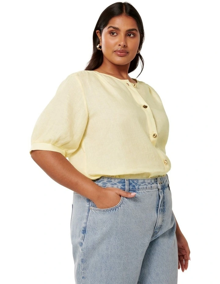 Riley Button Front Top in Yellow image 3