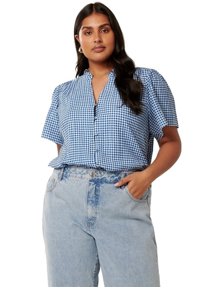 Madison Flute Sleeve Blouse in Blue image 1